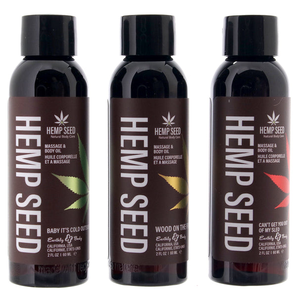 Hemp Seed Massage Oil Holiday Gift Set in 2oz/60mL x 3