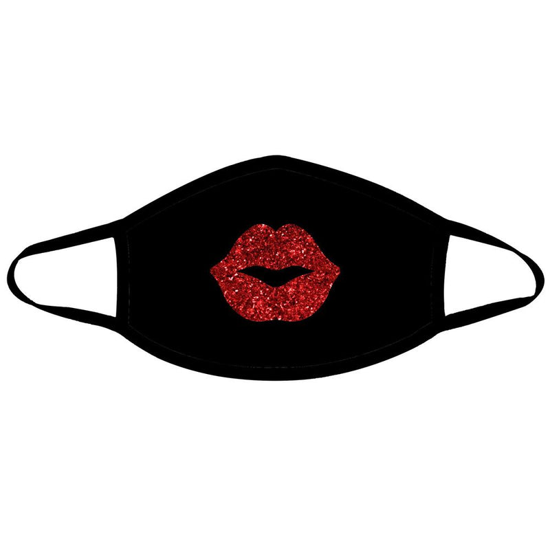 Pucker Up Red Glitter Kiss Face Mask